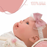 ARIAS - Muñeca Reborn Naroa de 45 cm con Manta y Muñequito, Bebé Realista con Ropita, Chupete y Chupetero, Extremidades de Vinyl y Cuerpo Blando, Juguete para Niños y Niñas +3 años (ARI98088)