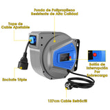 Himimi® Enrollador de Cable Retráctil Automático| 15m+1m Enrollador de Cable Montable en Pared y Techo | Rotación de Cables 180° | Adecuado para Uso Interior y Exterior | Potencia de 1500-3000W