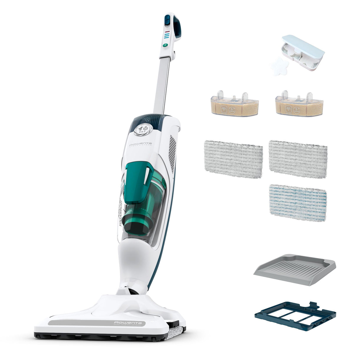Rowenta Clean&Steam Revolution-Aspiradora a vapor,1500W potencia, aspira y vaporiza,eficacia de una sola pasada,elimina el 99,9 % de los gérmenes, suelos duros y moquetas,filtro antical,RY7757
