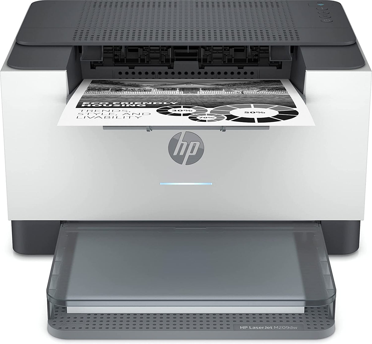 HP LaserJet M209dw 6GW62F, Impresora Láser A4 Monocromo - Impresión a Doble Cara Automática (29ppm, Wi-Fi, Ethernet, USB, Procesador 500MHz, Memoria 64MB, HP Smart App, Panel de control) Blanca y Gris