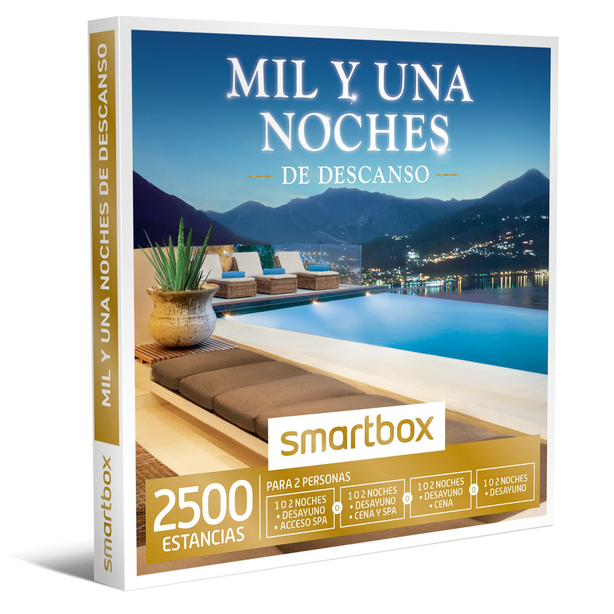 Smartbox - Caja Regalo para Hombre o Mujer - Mil y una Noches de Descanso - Ideas Regalos Originales - 1 o 2 Noches con Desayuno, 1 o 2 Noches con SPA o Cena o 1 Noche con SPA para 2 Personas