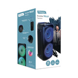 mooov 477371 - Altavoz Bluetooth Potente 200W Musicales, TWS portátil, 7 Efectos LED, Tomas USB, SD, Entrada para Micro, asa Extensible y Ruedas Estilo Trolley para fácil Transporte
