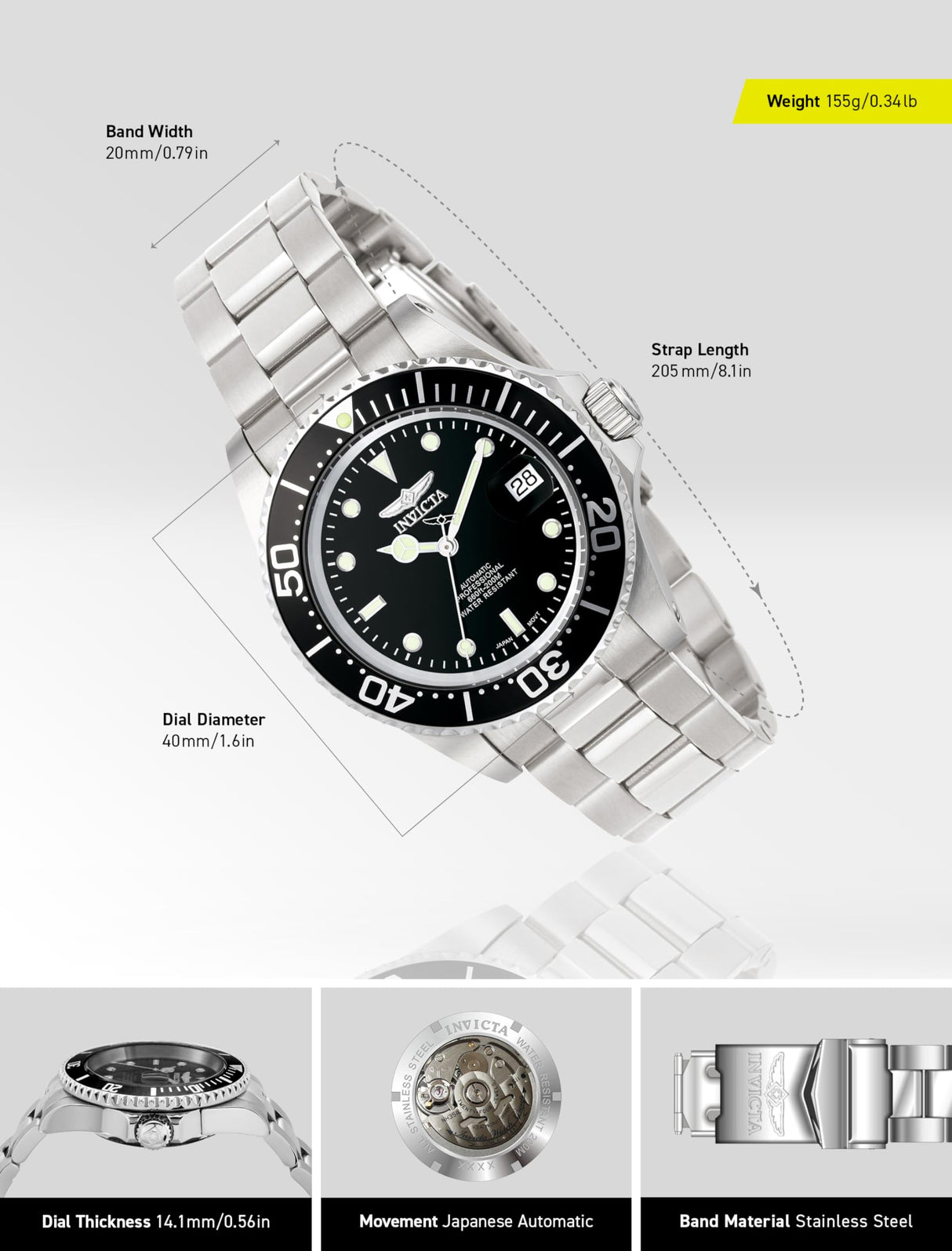 Invicta Pro Diver Reloj Automático para Hombre de acero inoxidable - 40mm