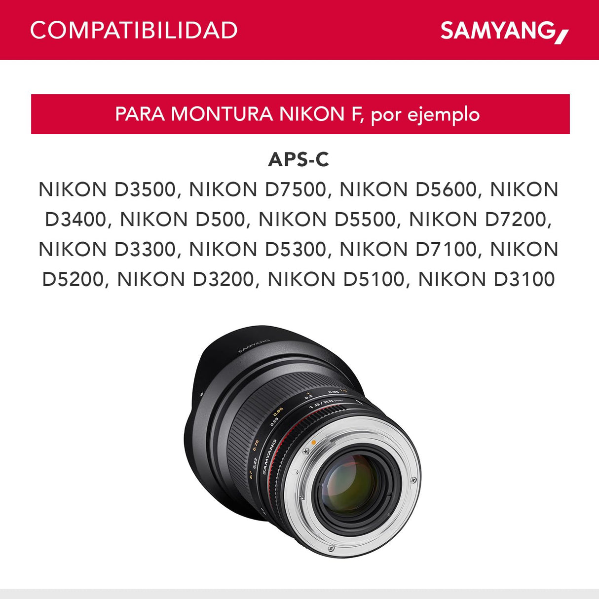 Samyang F1120703101 - Objetivo fotográfico DSLR para Nikon F Ae (Distancia Focal Fija 16mm, Apertura f/2-22 ED AS UMC CS, diámetro Filtro: 77mm), Negro