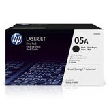 HP 05A CE505D, Negro, Cartucho Tóner Original, Pack de 2, para impresoras HP LaserJet P2035, P2055, P2030, P2050, P2055D y P2055DN