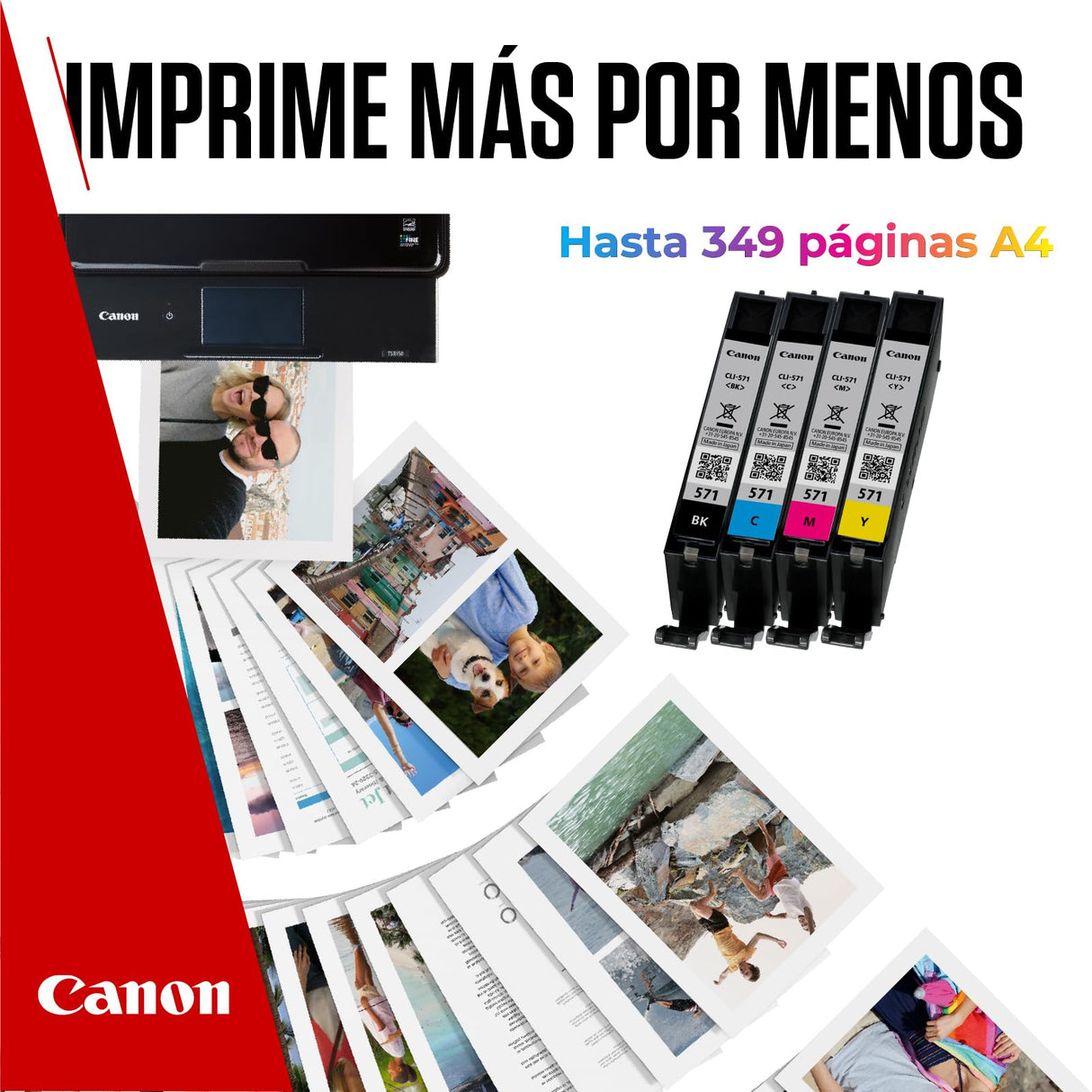 Canon Tinta - CLI-571 - Pack de 4 Cartuchos Originales - (x 1 Negro, x 1 Cian, x 1 Magenta, x 1 Amarillo)