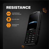 Hammer H Horizon LTE Móvil Irrompible, Batería 3000mAh, 64 GB, Pantalla IPS 2,8", Teclas Grandes, Botón SOS, Linterna, Cámara 2MP, Radio FM, USB-C, Dual SIM, IP68/MIL-STD-810H, Negro