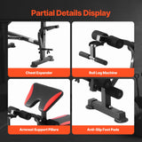 VEVOR Banco de Pesas Ajustable Multifuncional para Entrenamiento de Cuerpo Completo, Banco de Ejercicios de 300 kg para Entrenamiento de Fuerza en el Gimnasio en Casa, 1730 x 1370 x 1300 mm, Negro