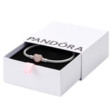 Pandora Icons Pulsera de plata con cadena de serpiente con cierre de corazón chapada en oro rosa de 14 quilates y circonitas cúbicas transparentes, 19