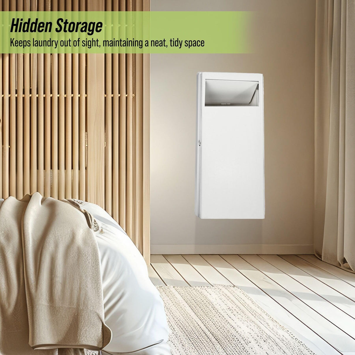 AdirHome Cesta de lavandería integrada, cesta de ropa con tapa, cesta de lavandería de pared, gran solución de ahorro de espacio para baños remodelados, cocina, color blanco