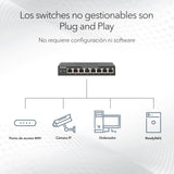 NETGEAR Switch de 24 Puertos Gigabit Ethernet no gestionable (GS524): Montaje de sobremesa, en Pared o en Bastidor y protección de por Vida Limitada