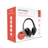 Metronic 480200 - Auriculares inalámbricos ópticos, estéreo, transmisor para TV/PC/Teléfono/Tablet, AUX 3.5mm, Volumen Integrado, Diadema Plegable, autonomía hasta 10 Horas