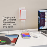 Twelve South PlugBug - Bloque de Carga USB-C (120 W, 4 Puertos de Carga rápida para iPhone, iPad, MacBook y Otros, con Apple Find My Integration y Cargador rápido USB Tipo C