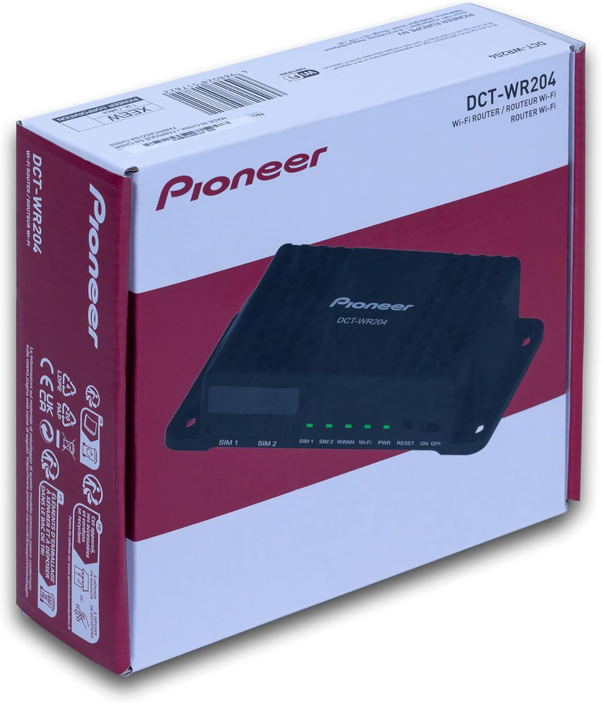 Pioneer DCT-WR204-SH RV WiFi Router with External Wi-Fi Antenna, Amplifier Function, 2 LAN Ports, 2 SIM Slots, Smart Phone, Timer Function