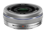 OM SYSTEM Objetivo M.Zuiko Digital 14-42 mm F3.5-5.6 EZ, Zoom estándar, Adecuado para Todas Las cámaras MFT (Modelos Olympus OM-D & Pen, Serie G de Panasonic), Plata