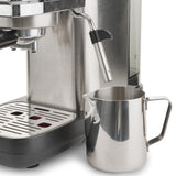 Ariete Espresso Slim Metal 1381, cafetera con manómetro, compatible con café en polvo y monodosis ESE, 15 bares máximos, filtro 1 o 2 tazas, lanza para capuchino, 1300 W, color plateado