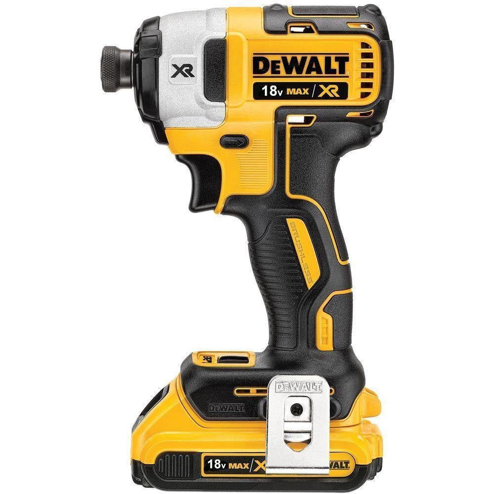 DEWALT DCF887D2-QW - Atornillador Impacto sin Escobillas XR 18 V, 2.0 Ah, 205 Nm, 3 Velocidades, Motor sin Escobillas, Luz LED Triple, Incluye 2 Baterías, Cargador Multivoltaje y Maletín de Transporte