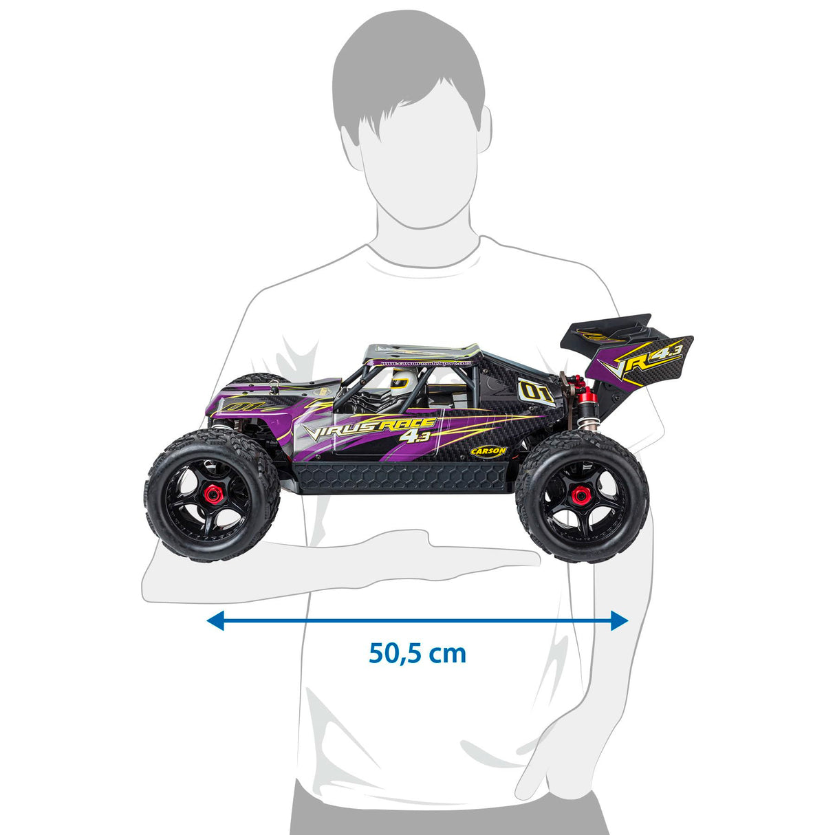 Carson 500409086 1:8 Virus Race 4.3 4S brushless 100% RTR púrpura - Buggy RC, Coche teledirigido, Off-Road, vehículo RC, Coche RC 80 km/h, Coche RC
