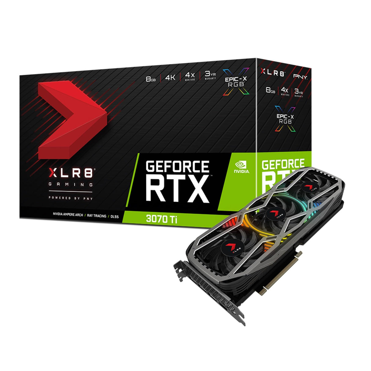 PNY Tarjeta gráfica GeForce RTX™ 3070 Ti 8GB XLR8 Gaming Revel Epic-X RGB™ Triple Fan