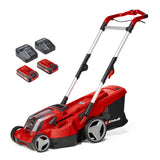 Einhell Cortacésped inalámbrico RASARRO 36/36 Kit Power X-Change (36 V, 36 cm de Ancho de Corte, hasta 400 m², Cesta de 45 L, Altura de Corte de 25-75 mm, Incluye 2 baterías de 3,0 Ah Plus + 2