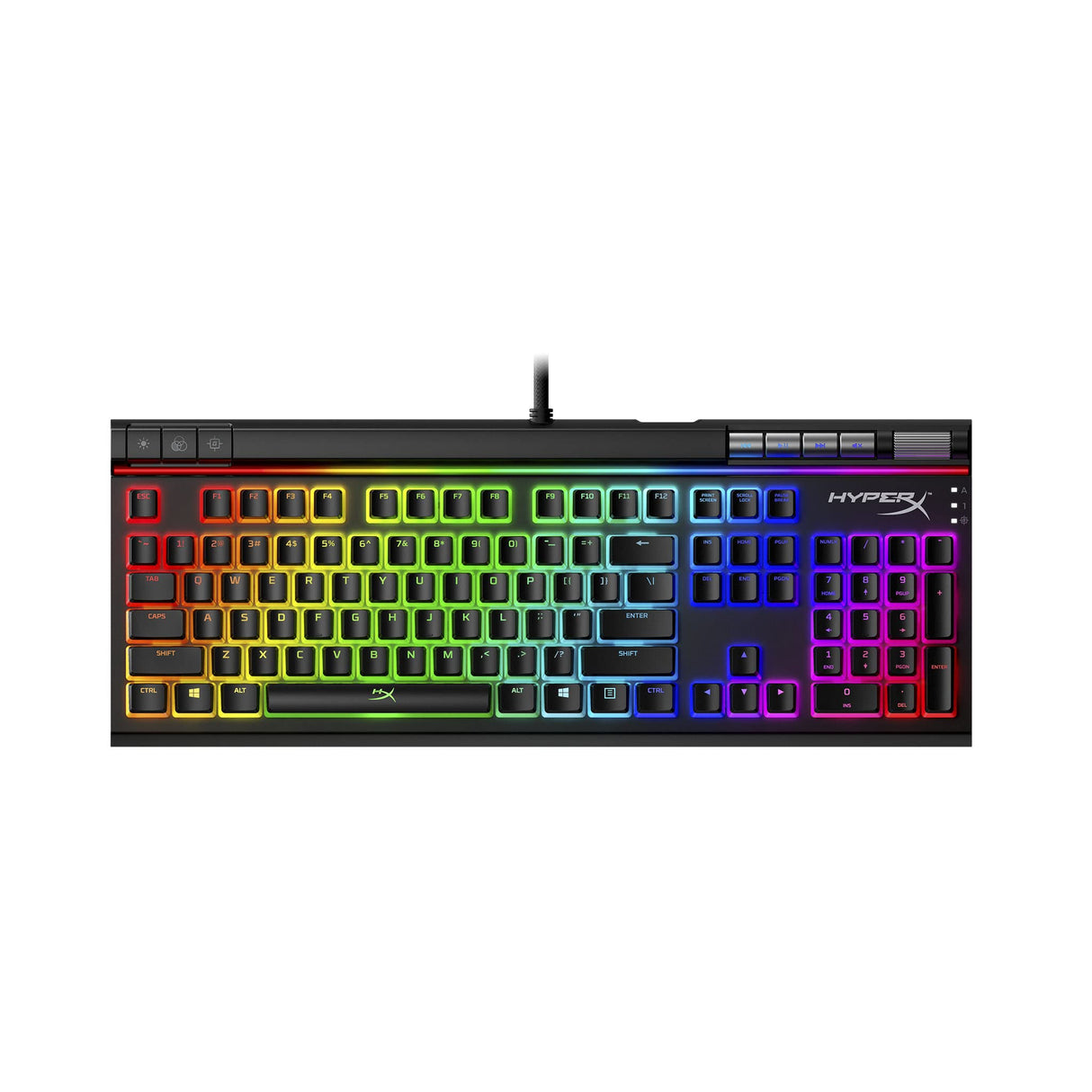 HyperX Alloy Elite 2 – Teclado mecánico para videojuegos, personalización de luz y macro controlada por software, teclas ABS Pudding Keycaps, controles multimedia, Tecla lineal, HyperX Red