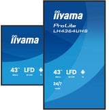 iiyama Prolite LH4364UHS-B1AG 108 cm 43" Digital Signage Display VA LED Panel 4K UHD HDMI USB-C USB2.0 RS-232c RJ45 Android 14 OS iiSignage² WiFi Mediaplayer 24/7 AntiGlare Negro
