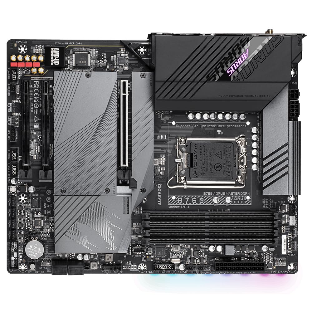 GIGABYTE B760 AORUS Master DDR4 Placa Base - Soporta CPUs Intel Core de 14ª generación, 16*+1+1 Fases de VRM Digital, hasta 5333MHz DDR4 (OC), 3xPCIe 4.0 M.2, Wi-Fi 6E, LAN de 2.5GbE, USB 3.2 Gen 2