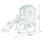 Smoby Life Casa de la Playa - Casita Exterior de Juegos con Plataforma 70 cm, tobogán, Ventanas, Puerta Baja, Escalera, contraventanas, protección Anti-UV, Material Reciclado,+2 años (7600810802)