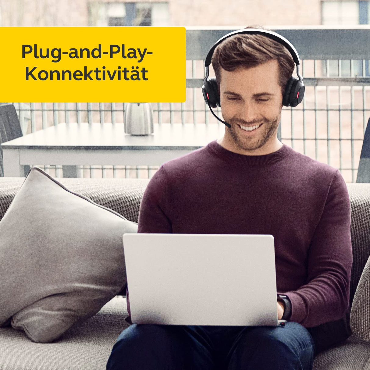 Jabra Evolve2 65 Auriculares Inalámbricos Estéreo PC con Cancelación de Ruido - Certificados para plataformas UC - Batería de Larga Duración - Adaptador Bluetooth USB-A - Negro