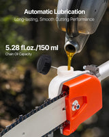 VEVOR Motosierra de Pértiga a Gasolina, Motosierra Inalámbrica de 33 cc y 2 Tiempos con Barra de Corte de 20,3 cm, Tanque de Combustible de 850 ml y Extensible de 2,04-3,54 m para Podar Árboles