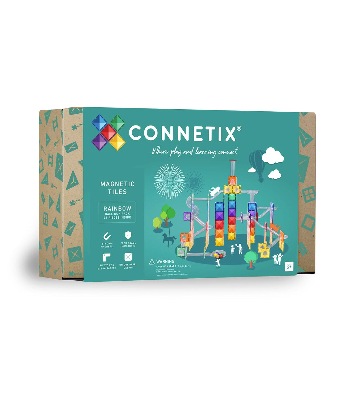 CONNETIX Azulejos Magnéticos Pack Circuito de Bolas Arcoíris, 92 Piezas