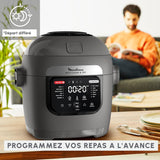 Moulinex Multicook & Fry - Robot de cocina con freidora de aire incorporada, 12 programas, cocción en 2 niveles, función de programación, 6 L de capacidad, gris hipopótamo MZ730BF0