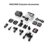 WOLFANG Cámara Deportiva GA400 4k 60FPS 24MP, 8M Barebones Cámara Deportiva con Pantalla Táctil Resistente al Agua 40m Cámara Subacuática WiFi PCcam Videocámara EIS Shakeproof Cámara de Casco