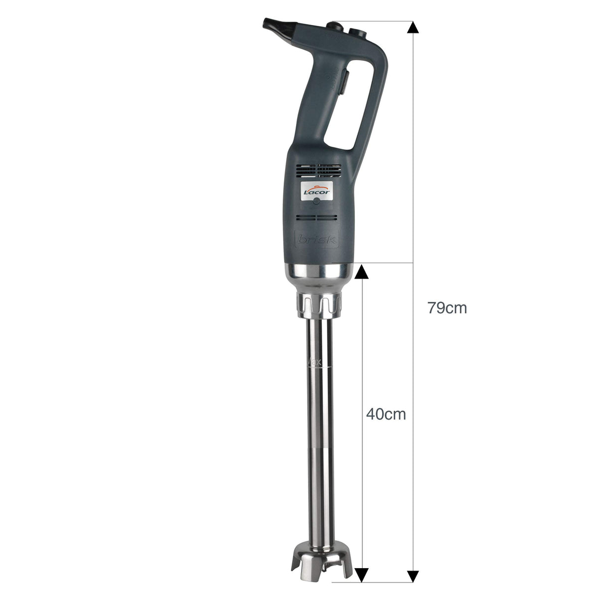 LACOR Brisk Batidora de mano, Trituradora Profesional, Brazos intercambiables, Velocidad variable 4.000-16.000 r.p.m, Mango ergonómico, Potencia: 500W, 40 cm, 500 W, Acero inoxidable