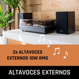 Lenco LS-300 - Giradiscos Hi-Fi con Bluetooth - Con altavoces externos 2 x 10 W RMS - Transmisión por correa - Apagado automático - Carcasa MDF - Negro