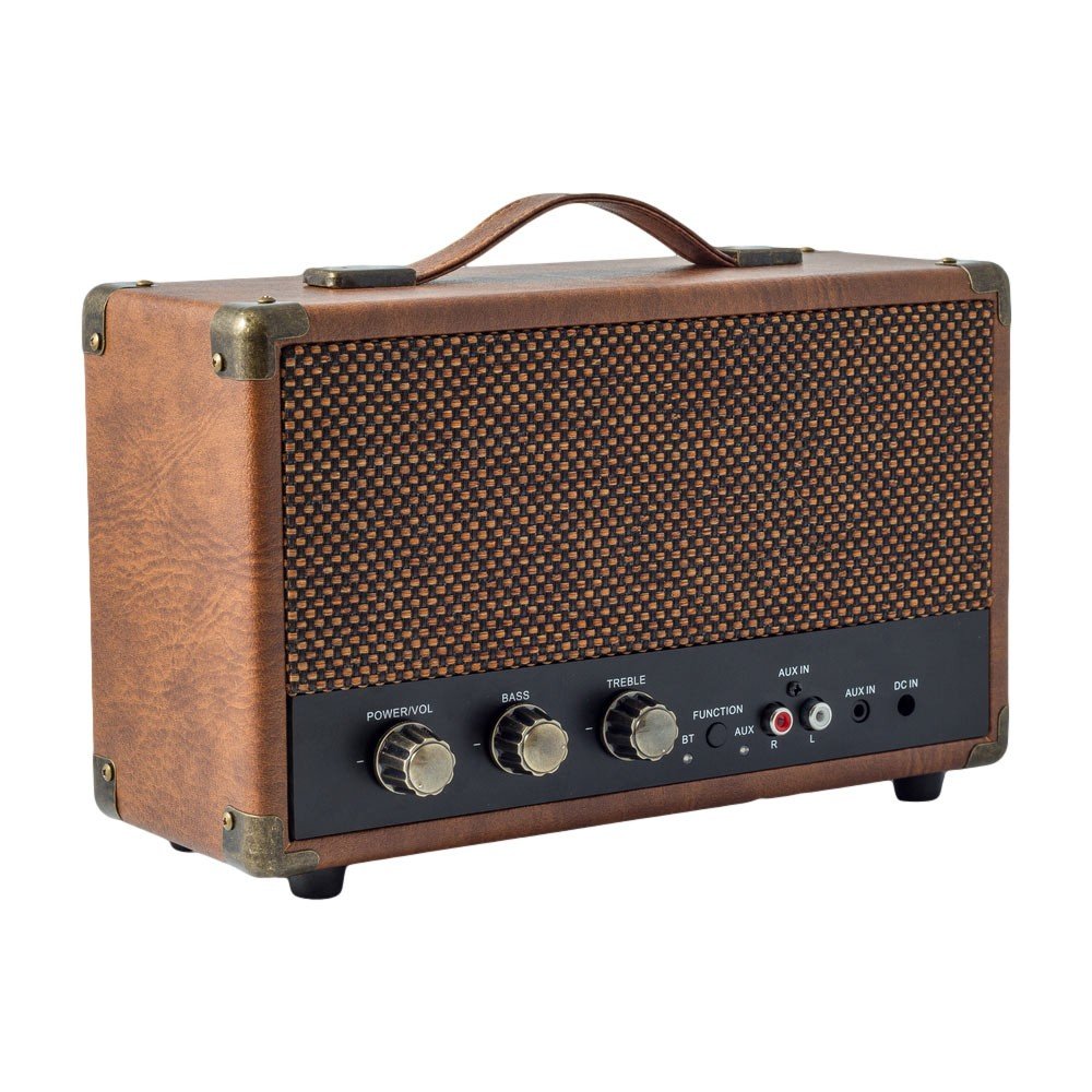 GPO Westwood Mini altavoz con Bluetooth, entrada RCA y batería recargable - Marrón