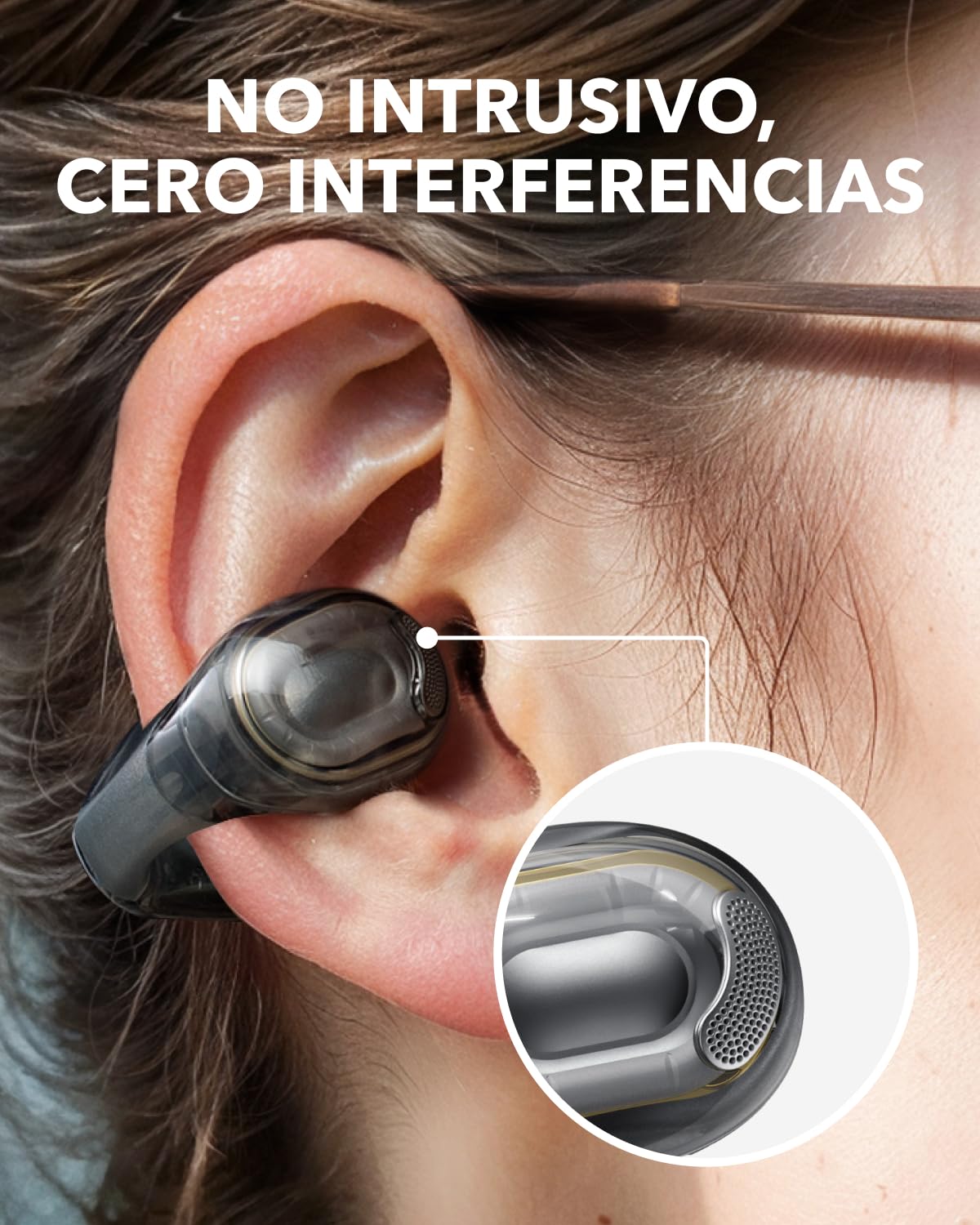 Soundcore C40i de Anker, Auriculares Open-Ear con Clip, Diseño de Juntas Flexible, Controles de Botón, Comodidad Ligera, Ajuste Estable con Almohadillas Acoplables, Transductores Expansivos