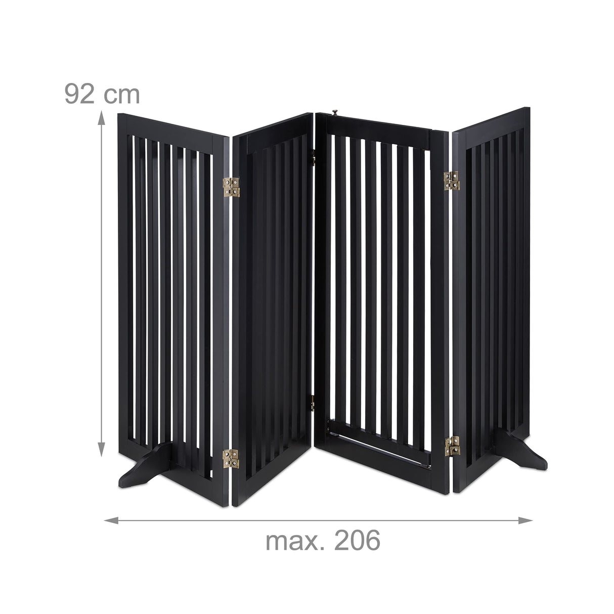 Relaxdays Barrera Seguridad Niños, Valla Protectora, Puerta, 92x206cm, Plegable, Cerca Protección Bebés, Perros, Negro, Tablero de Fibras