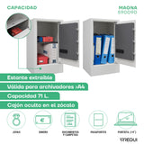 ARREGUI Magna 590090 Caja Fuerte con Cerradura de Doble Seguridad y Zócalo de 10 cm | Caja de Seguridad de Apertura con Codigo más Llave | Caja Fuerte Grande para Casa | 62x35x36 cm | 71 L
