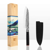 KOTAI | Cuchillo Santoku del chef | cuchillo de cocina profesional | Hoja de 18cm | afilado a mano | Acero inoxidable japonés ultra afilado 440C | Mango de madera de Pakka | Tang oculto completo