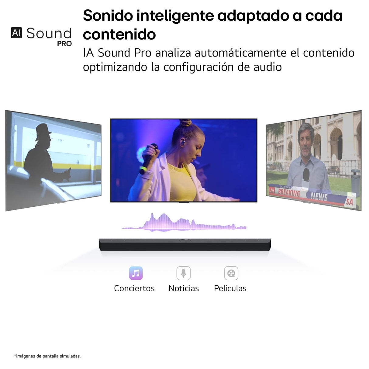 LG S40T - Barra de Sonido Inteligente, 300W, 2.1 Canales, Sonido Envolvente Dolby Digital y DTS, Amplia Conectividad, HDMI, Bluetooth, USB, Entrada Óptica, Negro