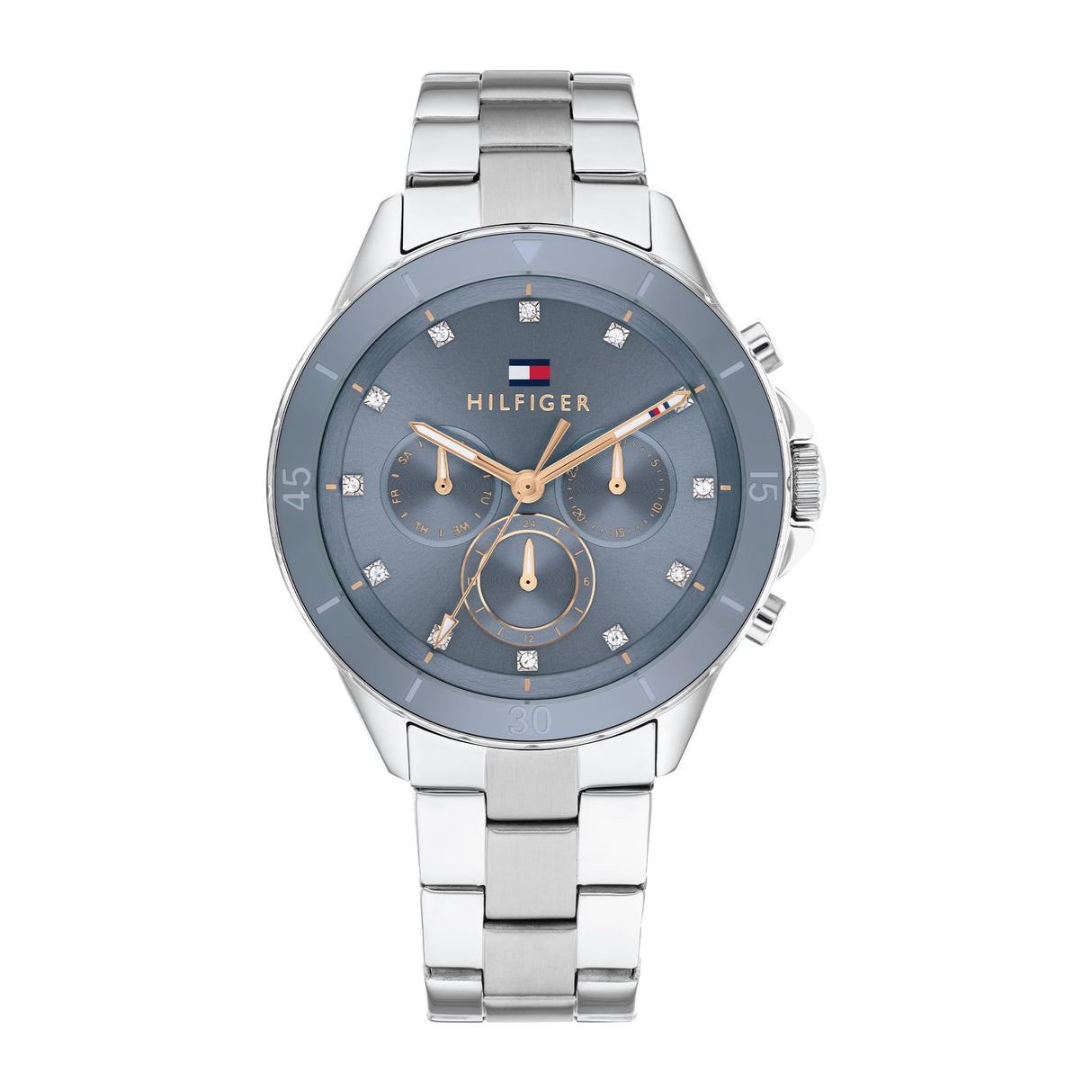 Tommy Hilfiger Reloj Analógico de Cuarzo multifunción para Mujer con Correas en Acero Inoxidable