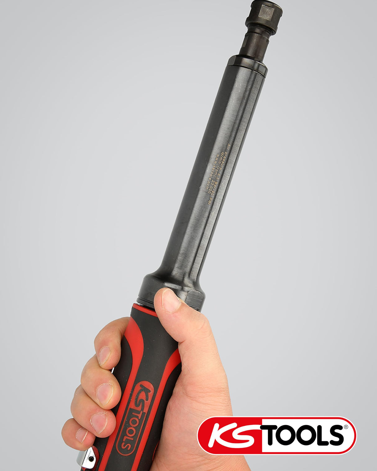 KS Tools 515.5415 Amoladora recta neumática de eje largo, 23 000 rpm