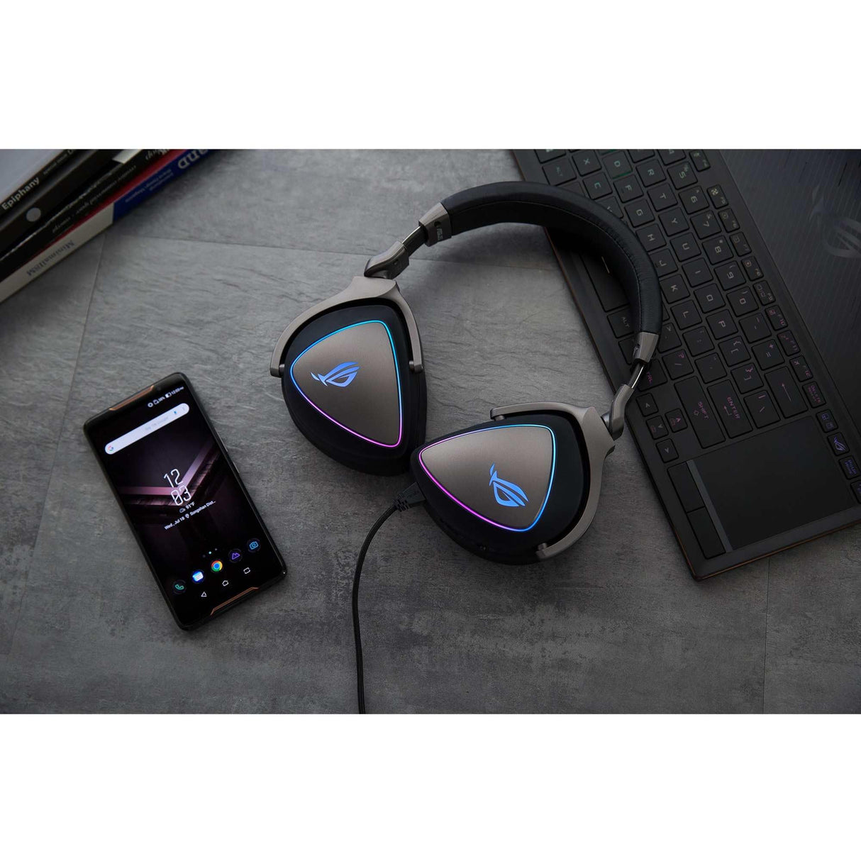 ASUS ROG Delta RGB Gaming Headset with Hi-Res ESS Quad-DAC, Circular RGB Lighting Effect and USB-C Connector for PCs, Consoles and Mobile Gaming, BLACK