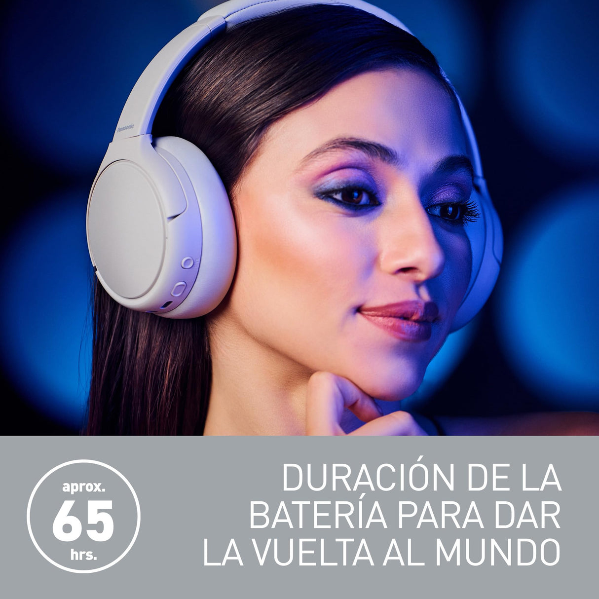 Panasonic M600, Auriculares inalámbricos con Cancelación Activa de Ruido Híbrida, Diseño Giratorio Supraaural, Bluetooth 5.3, Micrófono Integrado, hasta 65 Horas De Reproducción, Blanco, RB-M600BE-C
