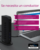 ICY BOX Docking Station USB 3.0 / USB-C (11-en-1) con 2x HDMI & 2x DP (4K 60Hz), 6x USB 3.0 HUB, Gigabit Ethernet, DisplayLink, Dock Station Portatil, IB-DK2252AC