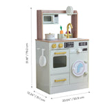 Teamson Kids Cocina Infantil de Madera con huerto, Lavadora Verde, Horno, Fregadero y Accesorios para Juego simbólico en casa