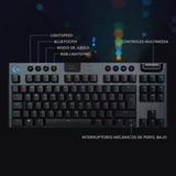 Logitech G915 LIGHTSPEED TKL Teclado Gaming Mecánico Inalámbrico con teclas GL-Táctil de bajo perfil, LIGHTSYNC RGB, Diseño ultra delgado, 40 Horas duración de Batería, Disposición QWERTY ES - Negro