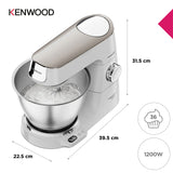 Kenwood Titanium Chef Baker KVC65.001WH - Robot de cocina con báscula integrada (1200 W, incluye 3 utensilios de pastelería, espátula y protector contra salpicaduras), color blanco