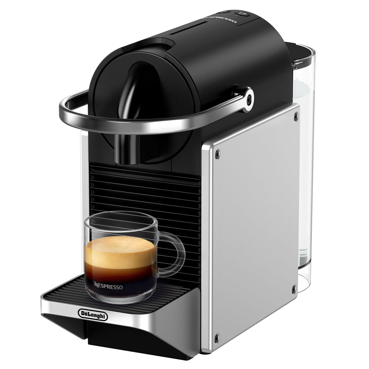 Nespresso De'Longhi Pixie EN127.S, Máquina de Café en Cápsulas, Espresso y Café Lungo, Modo ECO, Diseño Compacto, Sistema de Presión de 19 Bares, Pack de Bienvenida Incluido, 1260W, Silver